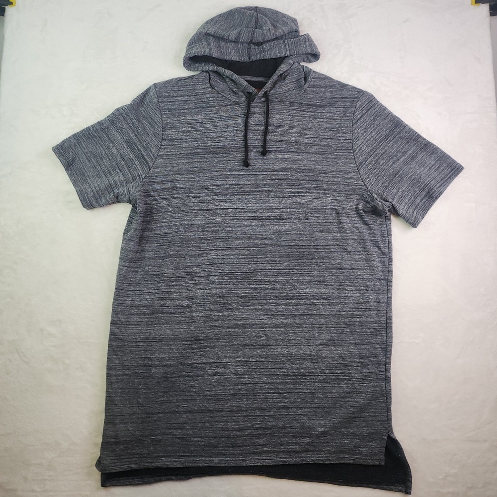 Foundry Short Sleeve Hoodie Mens 2XLT Longline Drop Tail Gym Pump Cover Gray 2XL